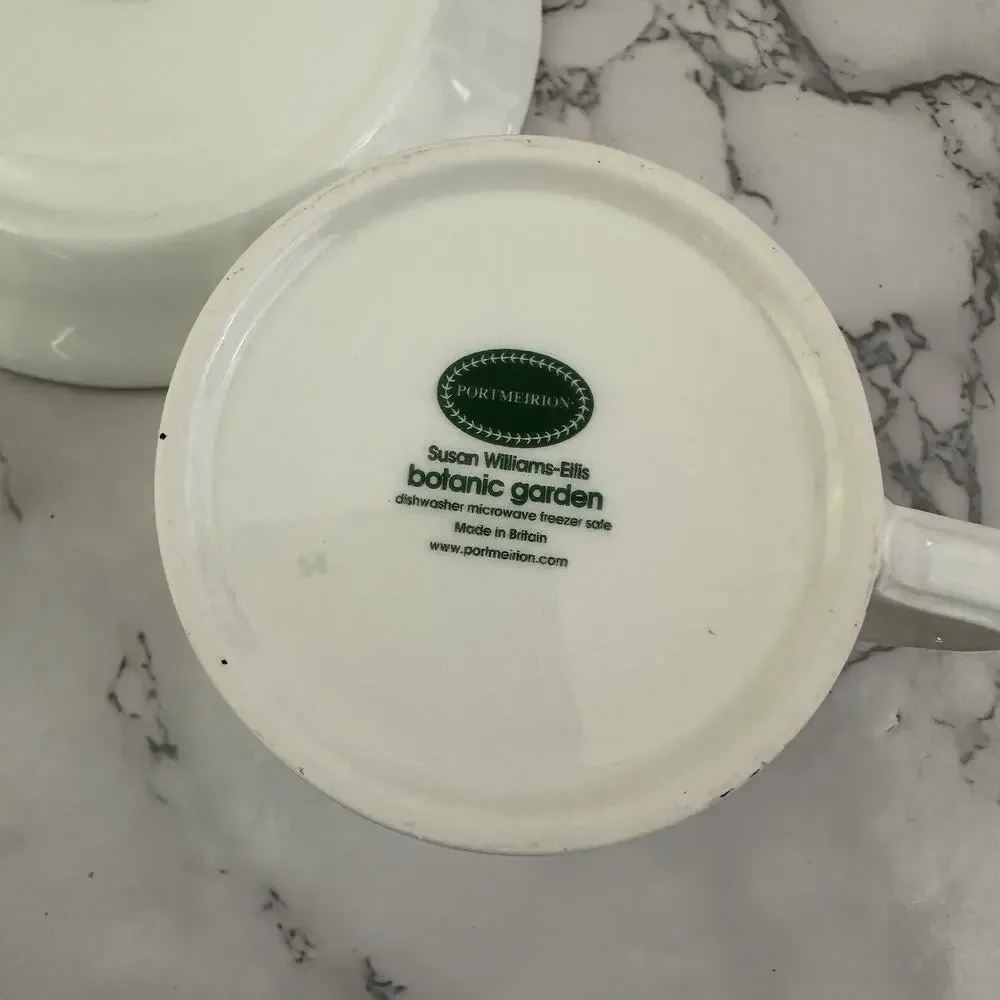 Portmeirion Botanic Garden Drum Tea Cup and Saucer Set Rhododendron Floral
